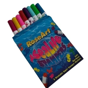 Vtg 90s Rose Art Sea Life Stamper Markers Set Of 8 1997 Crab Dolphin Fish Whale - Picture 1 of 10