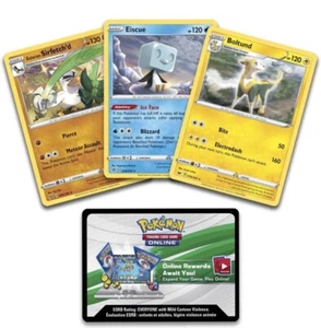 Pokemon SIGILLATO Boltund 076/202 + Ghiaccio 054/192 + Galarian Sirfetch'd 095/192 - Foto 1 di 1