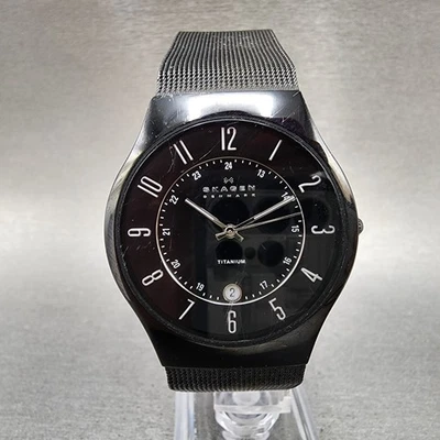 Skagen Watch Men 37mm Black Dial Black Tone Date Round 233XLMB New Battery - Image 1 of 4