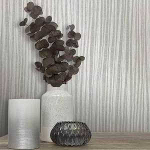 Rasch Belinda Valentina Stripe Textured Grey Wallpaper Heavyweight Vinyl 526974 - Picture 1 of 2