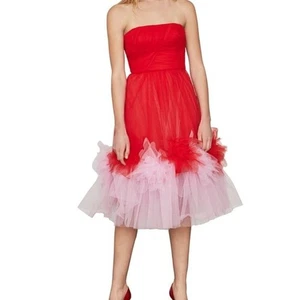 BCBGMAXAZRIA Tulle Flower Dress Red ,Pink Size 4 NWT - Picture 1 of 13