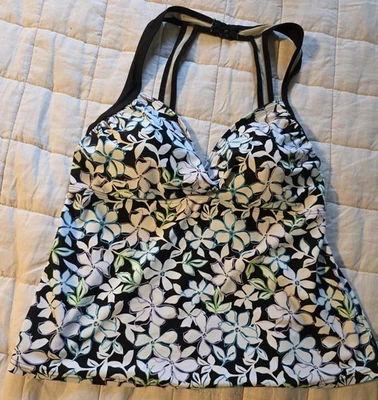 Sutiã It Figures Tankini Floral Banho Top Plus Size 14W Embutido - Imagem 1 de 4