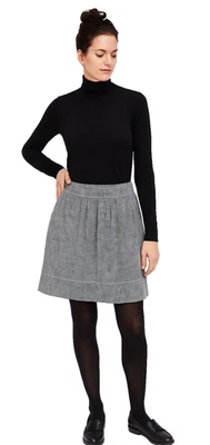 Falda Eileen Fisher Talla XS Línea A Gris Rayas Cáñamo Algodón Preppy Bolsillos Foto 1 de 4