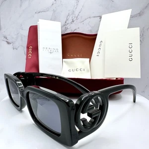 Neue GUCCI Sonnenbrille schwarz rechteckig quadratisch graue Gläser authentisch Chaiselongue Gucci - Bild 1 von 20