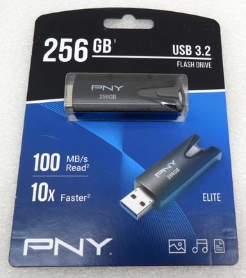 Unidad flash PNY Elite 256 GB USB 3.2 P-FD256ELT-GE negra Foto 1 de 4