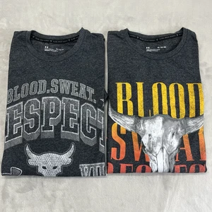 Project Rock 2 Paar T-Shirt Herren XL grau Loose Fit Blood Sweat Respect Grafik - Bild 1 von 15