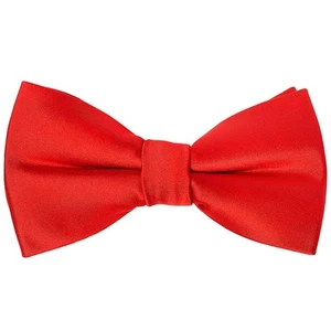Plain PreTied Bright Red Satin Boys Bow Tie Age 4-7 Kids Wedding Prom Dickie Bow - Picture 1 of 2