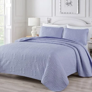 Chezmoi Collection Austin 3-piece Pinsonic Quilt Oversize Bedspread Coverlet Set - Picture 1 of 53