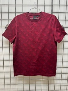 NEW-MEN'S HUGO BOSS T-SHIRT WITH MONOGRAM JACQUARD, #50503121, DARK RED  $148.00 - Picture 1 of 10