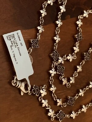 King Baby Studio 3 Plata 1 Negro Circonita Cúbica Patrón MB Cruz .925 Cadena 44" Foto 1 de 4