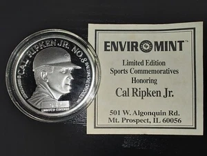 ENVIROMINT Cal Ripken Jr 2131 Consecutive Games Leader 1oz .999 fine silver Ltd - Picture 1 of 2
