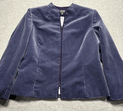 Blazer/chaqueta Kasper para mujer 14 Pettie púrpura terciopelo/terciopelo cremallera completa pata de gallo Foto 1 de 4