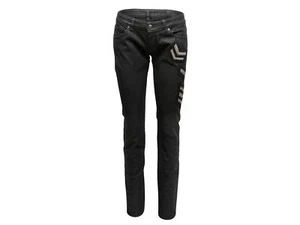 Black Pierre Balmain Waxed Patch-Embellished Skinny Jeans Designer Size 28 - Picture 1 of 6