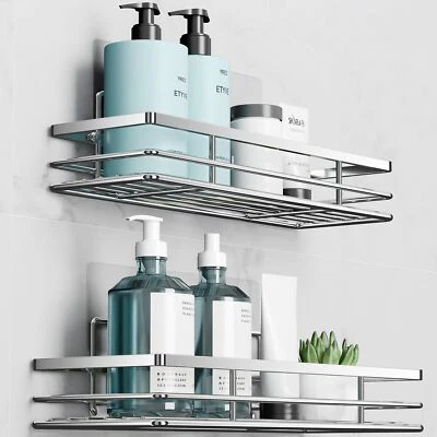 SAFFRUFF Shower Caddy 2Pack No-Drilling Organiser Bathroom Caddy Shower Silver 11.8x4.3‘’