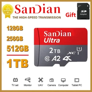 2TB Memory Card 128GB Class 10 V30 TF Card 1TB Mini SD Card 512GB High Speed Mic - Photo 1 sur 20