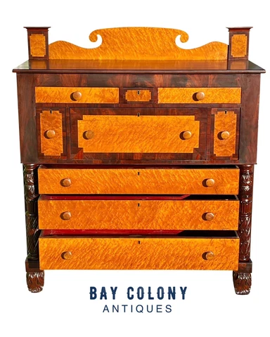 EARLY 19TH CENTURY VERMONT FEDERAL BUTLER'S DESK IN BIRD'S EYE MAPLE & MAHOGANY Cover