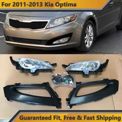 Front Bumper Fog Lights Lamp & Bezels Set Pair for 2011 2012 2013 Kia Optima - Image 1 of 3