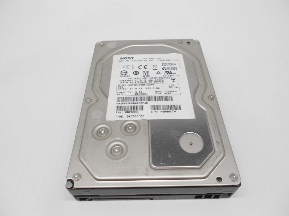 HGST 3TB 7.2K 6Gbs SAS Server Storage 3.5" Hard Drive HUS723030ALS640 Dell HP - Image 1 of 1