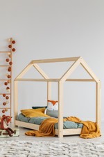 Lit Cabane Enfant Bébé 60x120cm - 160x200cm SCANDI Maison 29 Dimensions Bois