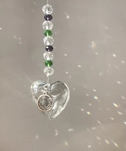 NEW Crystal SunCatcher Glass Heart Scottish Thistle I Love Scotland Gift Wrapped - Picture 1 of 8