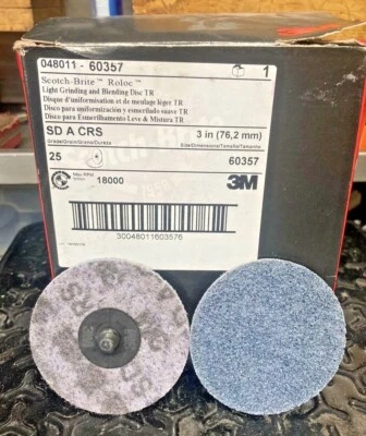 Qty:25 3M SCOTCH-BRITE 3" ROLOC Type R LIGHT GRINDING / BLENDING 048011-60357 - Image 1 of 4