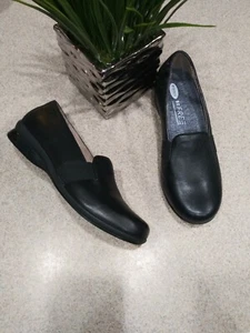 Dansko 'Addy' Size 37 Black Nappa Leather Slip On Wedge Sole Comfort Loafers - Picture 1 of 8