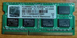 G.SKILL F3-8500CL7D-8GBSQ DDR3 4GB RAM PC3-8500 - Picture 1 of 2