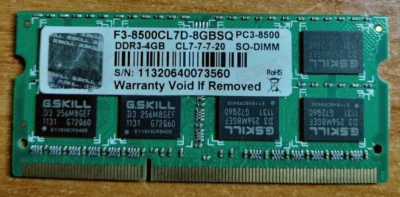 G.SKILL F3-8500CL7D-8GBSQ DDR3 4GB RAM PC3-8500 - Image 1 of 2