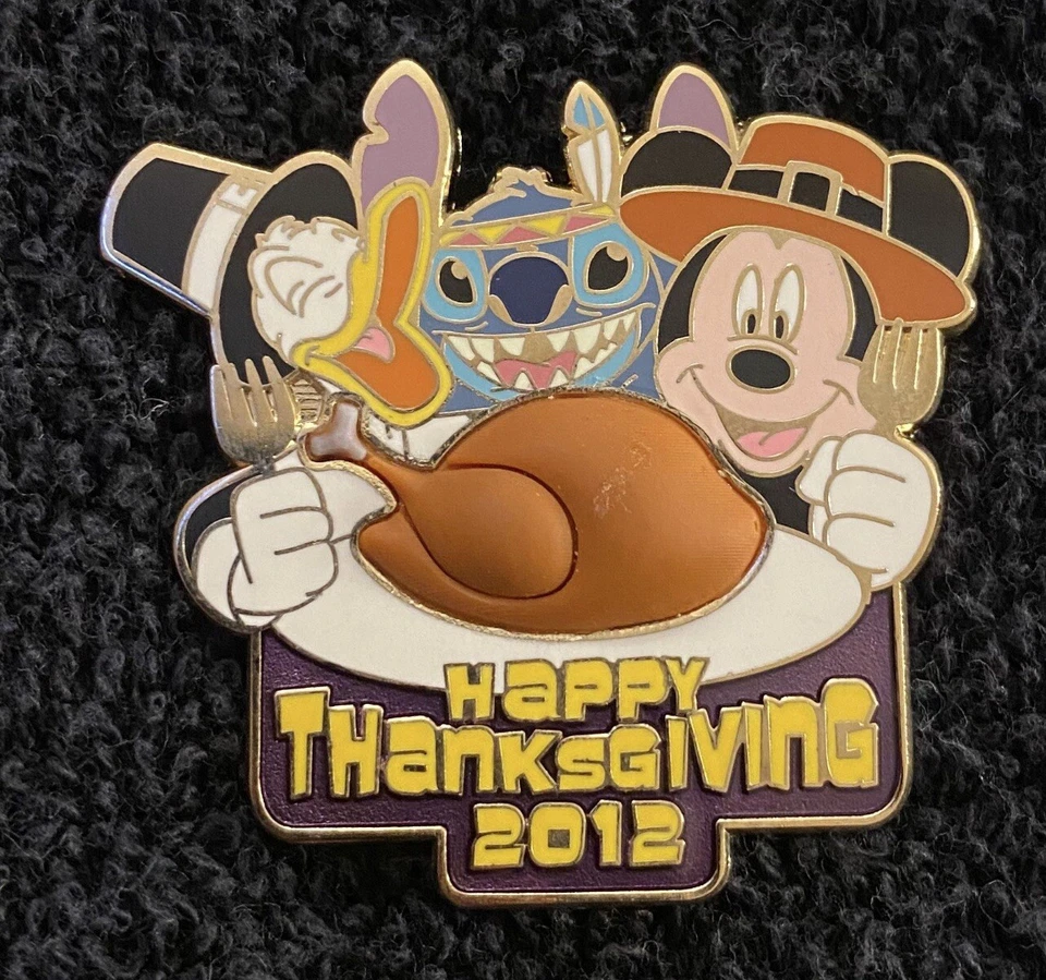 Disney Pin #560, LE 3000, 2012, Happy Thanksgiving, Mickey Mouse & Stitch - Image 1 of 1
