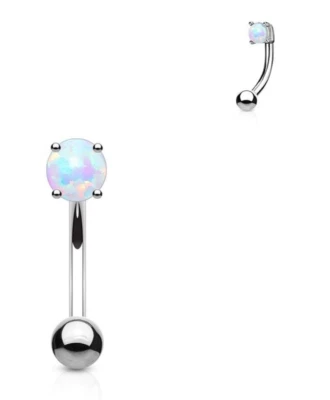 Curva de torre para cejas con ópalo 3 mm gema en punta calibre 16 5/16" barra de acero * Foto 1 de 4