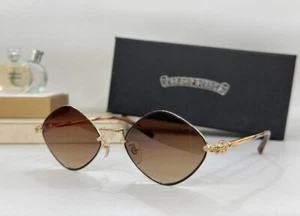Chrome Hearts Cross Diamond Dog Vintage Frame Aviator Brown Sunglasses 56-21-145 - Picture 1 of 6