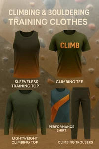 Climbing & Bouldering Training Clothes Set – Men’s Gym Tee, Performance Wear - Picture 1 of 6