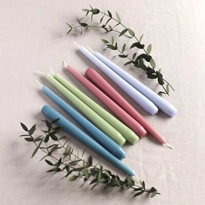 Tall Taper Candles | Wedding Candle Pack | Dinner Candle | Lilac Pink Green Blue - Image 1 of 2