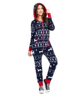 Mono polar Tipsy Elves azul reno Navidad cremallera completa para mujer talla XS Foto 1 de 4