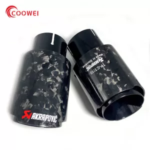 1PCS Glossy Forge Carbon Fiber Black AKRAPOVIC Exhaust Tip 3''/3.5''/4''/4.5'' - Picture 1 of 11