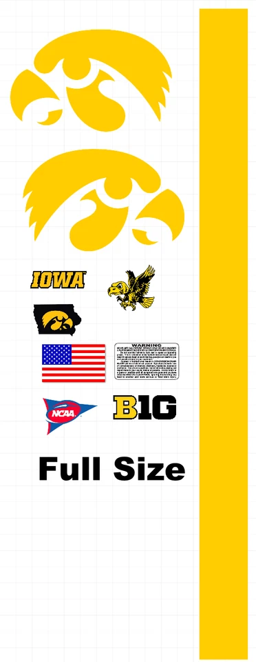 Calcomanías de casco de fútbol americano IOWA HAWKEYES tamaño completo 8 mil envoltura de equipo convexo Foto 1 de 1