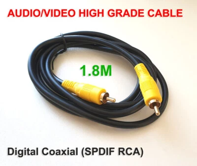 Phono Plug Digital Coaxial SPDIF RCA Yellow Composite Audio Video AV Cord 1.5m - Image 1 of 2