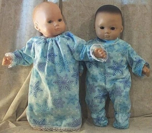 Doll Clothes Baby Made2Fit American Girl Boy 15 "in Twin Pajamas Nightgown Blue - Picture 1 of 3
