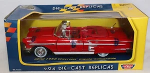MOTOR MAX 1958 CHEVROLET IMPALA CONVERTIBLE DIECAST CAR 1:24 RED - Picture 1 of 4
