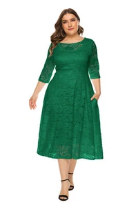 Übergröße Damen Elegant Spitze Maxikleid Abendkleider Ballkleid Cocktailkleider - Bild 1 von 14