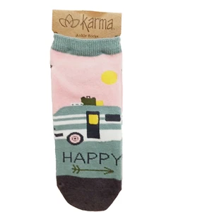 Calcetines al tobillo Karma para mujer niño cámper feliz pop up rosa lágrima autocaravana camping nuevos con etiquetas nuevos - Imagen 1 de 7
