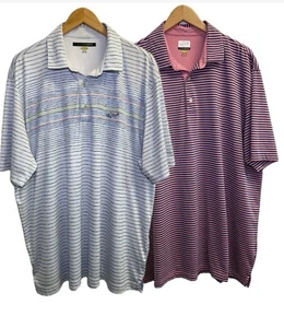 Lot 2 Greg Norman Mens XL Golf Polo Shirts White, Pink Performance Short Sleeve - Picture 1 of 12