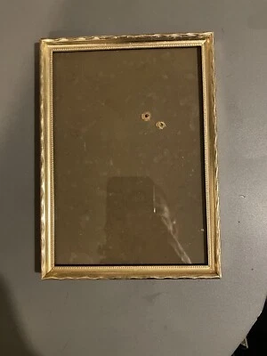 Ancien cadre vintage Rectangulaire Metal Doré Portrait, Dessin laiton Vintage MR - Photo 1/4