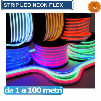STRISCIA STRIP FLEX LED BOBINA NEON RGB SPINA 220V BIANCA TUBO ESTERNO 1 A 100 M - Immagine 1 di 4