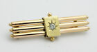 10K Yellow Gold Yg Modern Triple Bar Design Diamond Pin Brooch 7G Gg833