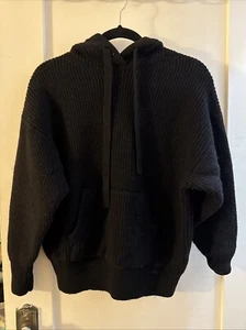 Felpa donna Aritiza Wilfred Free nera con cappuccio manica lunga TG L 100% LANA - Foto 1 di 4