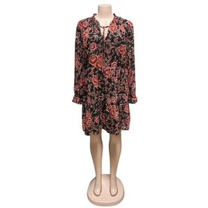 Anna Kay Kleid Blumenmuster Langarm Stufen Rüschen Minikleid Größe L - Bild 1 von 5