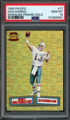 1994 Pacific #17 Dan Marino Marquee Prisms Gold PSA 10 Pop 7 Dolphins - Image 1 of 2