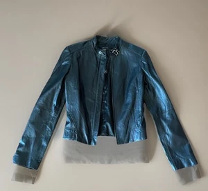 BCBG Black Leather Jacket, Genuine Leather, Black, Size 2/ XSmall - Picture 1 of 23