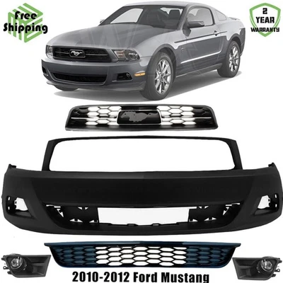 Front Bumper Cover Primed & Grille Assembly Kit For 2010-2012 Ford Mustang Base Foto 1 de 4